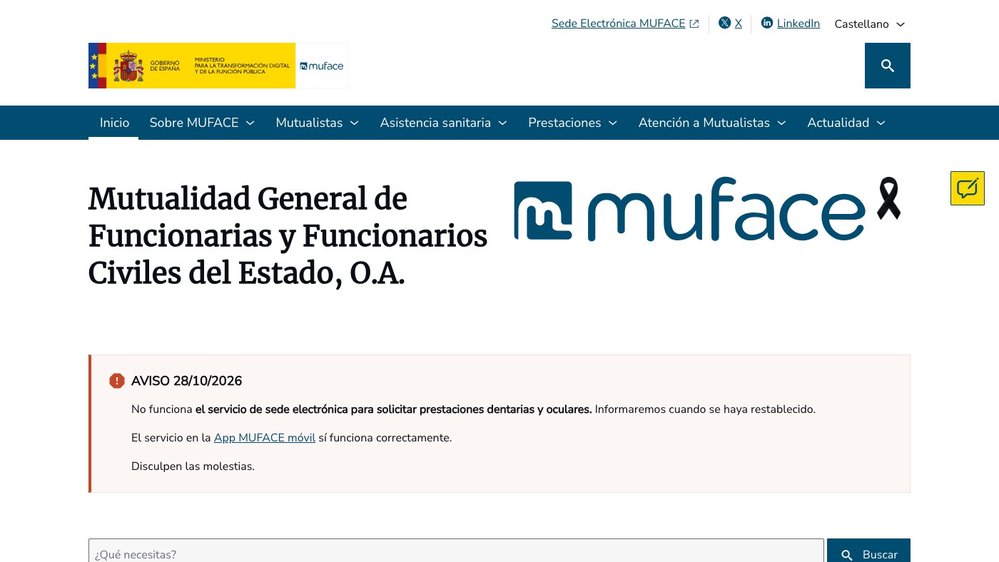 Qué es MUFACE: página principal de MUFACE